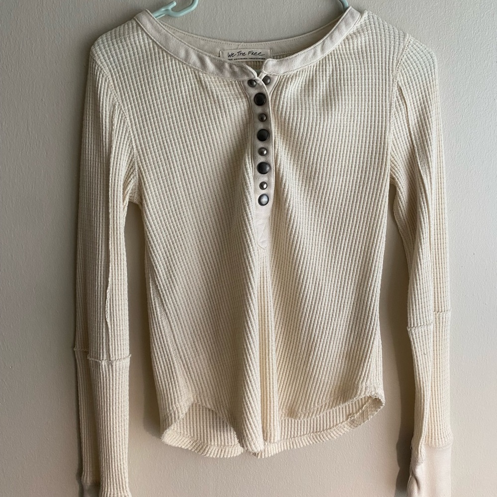 Free people waffle Henley tee